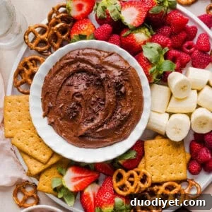 Chocolate Hummus Recipe: Creamy Cocoa Dessert Dip 8 This Healthy Chocolate Hummus is rich and indulgent to satisfy your sweet tooth, but made with wholesome ingredients that you can feel good about eating! Serve with your favorite fruit, pretzels or graham crackers for the perfect fun dessert or snack!