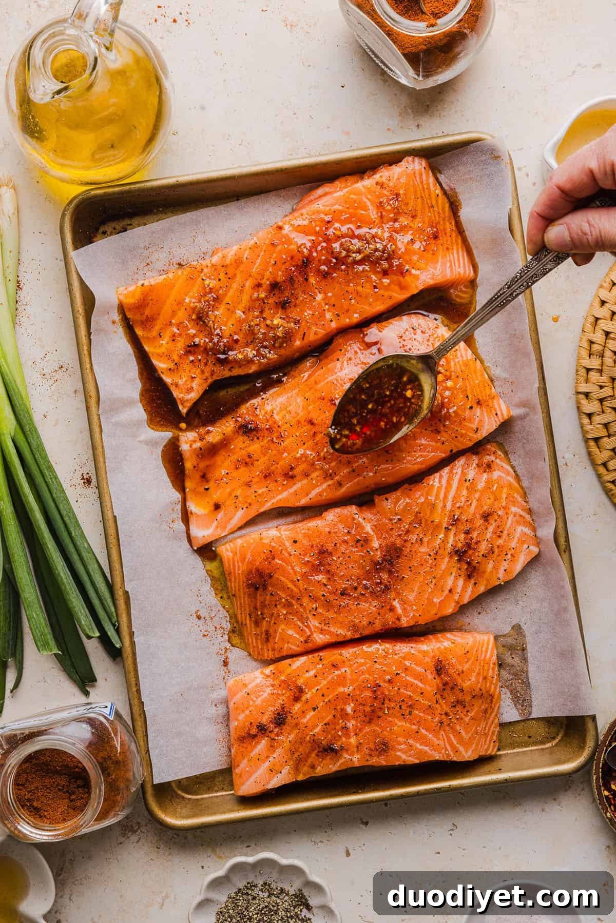Hot Honey Glazed Salmon close-up