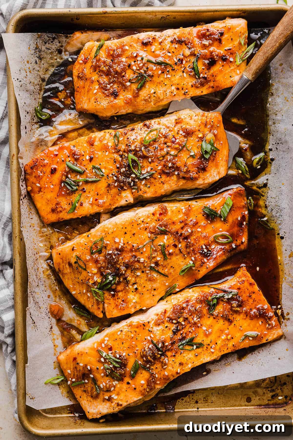 Plated Hot Honey Glazed Salmon with sides