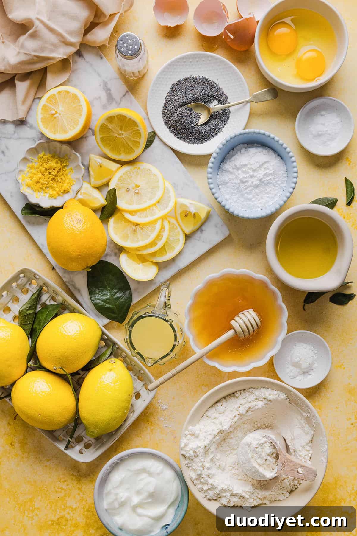 The BEST Healthy Lemon Poppy Seed Bread made with Greek yogurt and honey. Perfectly moist, naturally sweetened, and topped with the most delicious fresh lemon glaze!