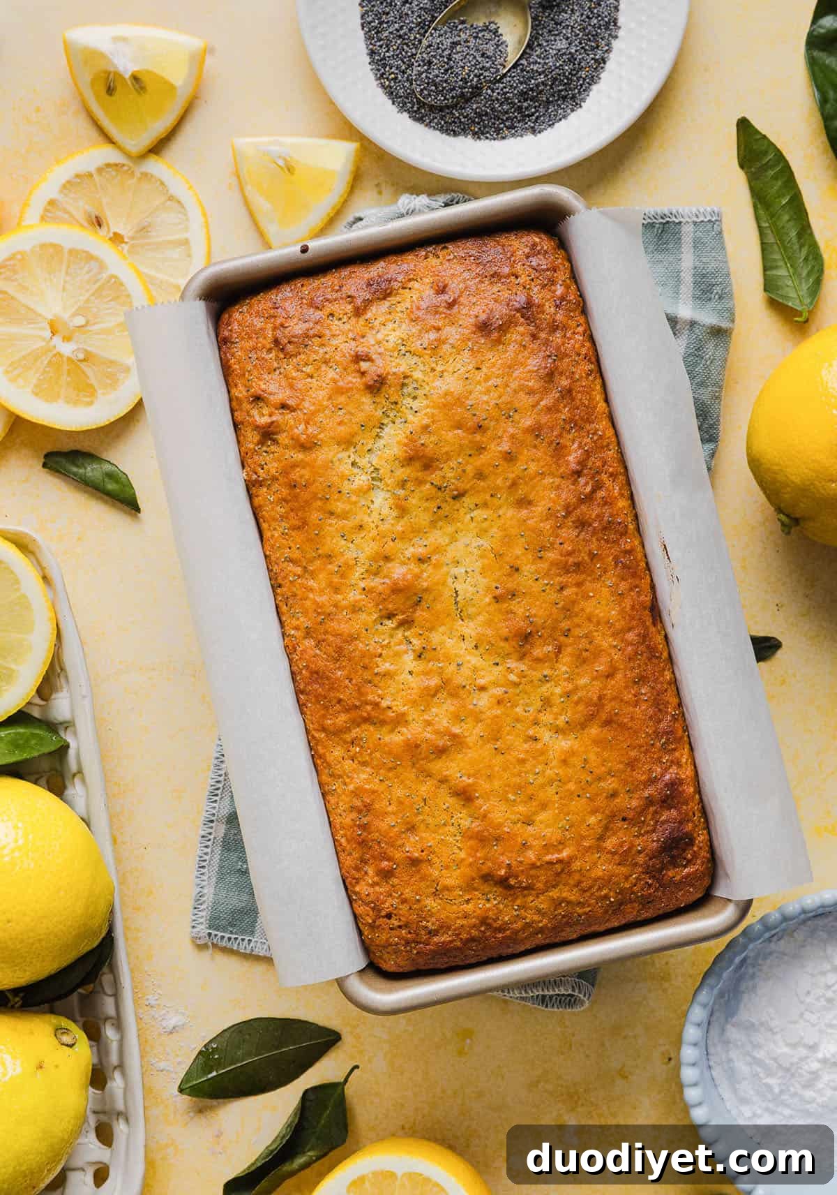 The BEST Healthy Lemon Poppy Seed Bread made with Greek yogurt and honey. Perfectly moist, naturally sweetened, and topped with the most delicious fresh lemon glaze!