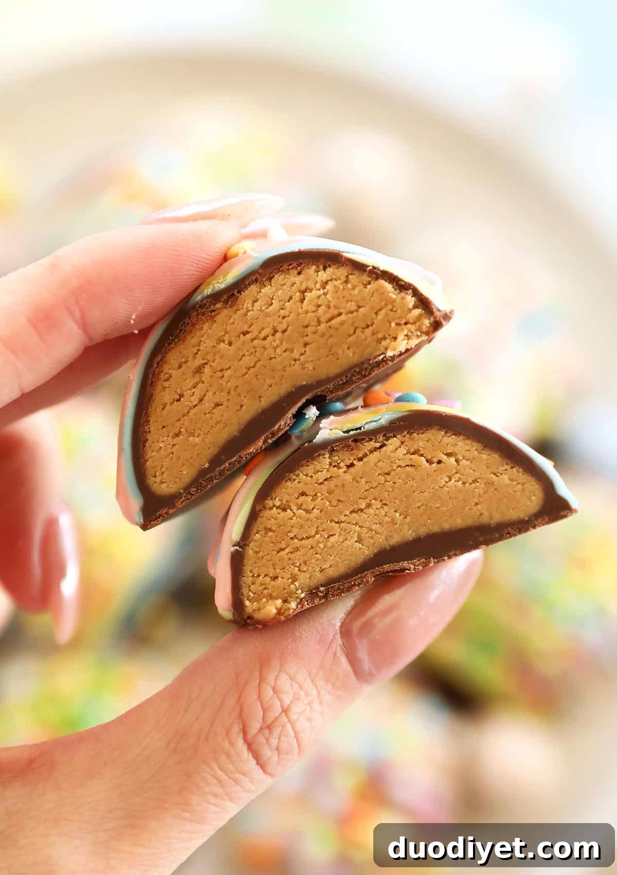 Easter peanut butter eggs on a plate