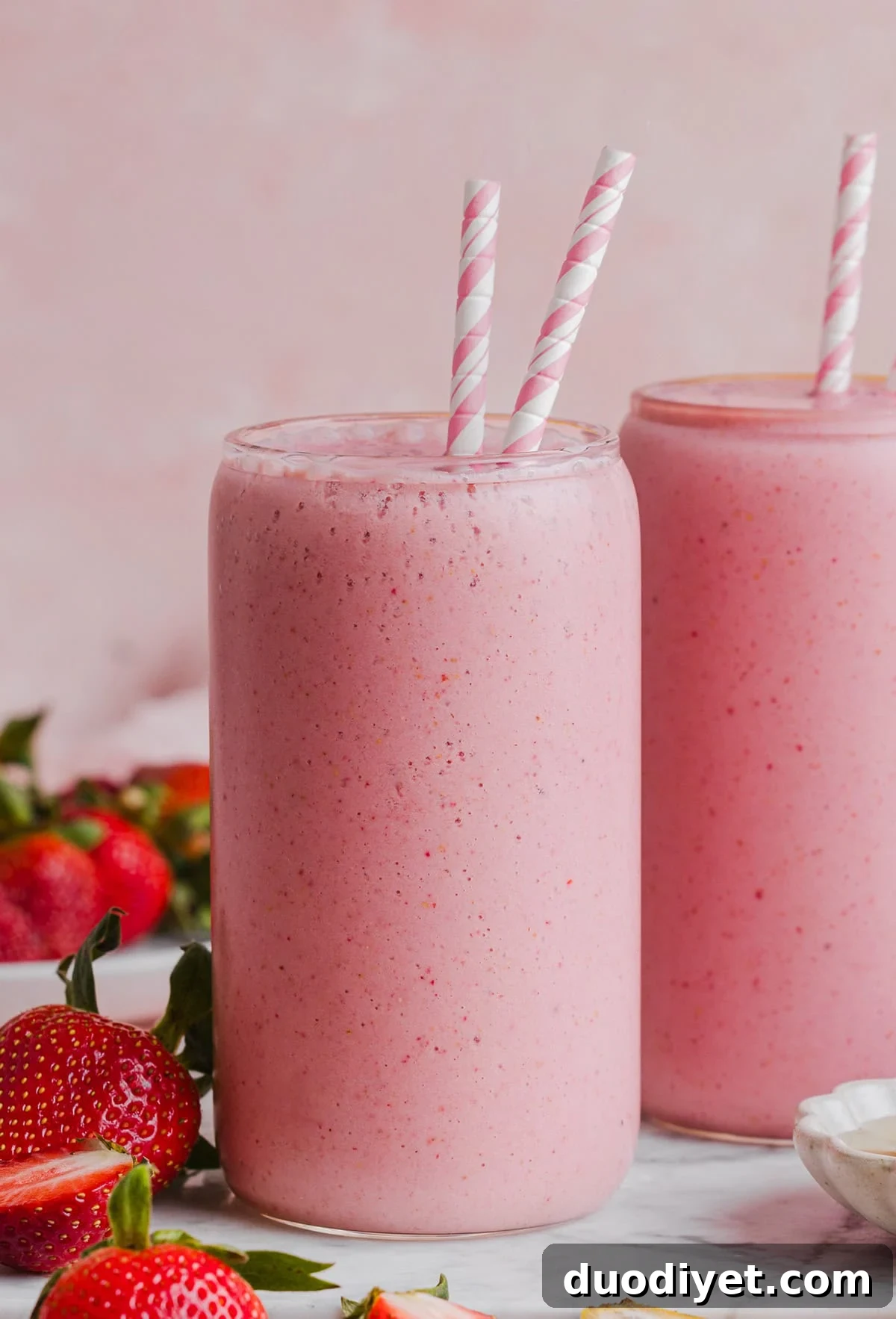 This Strawberry Banana Smoothie is creamy, naturally sweet, and made with simple, healthy ingredients. Easily made in just 5 minutes for the perfect breakfast or a quick snack!
