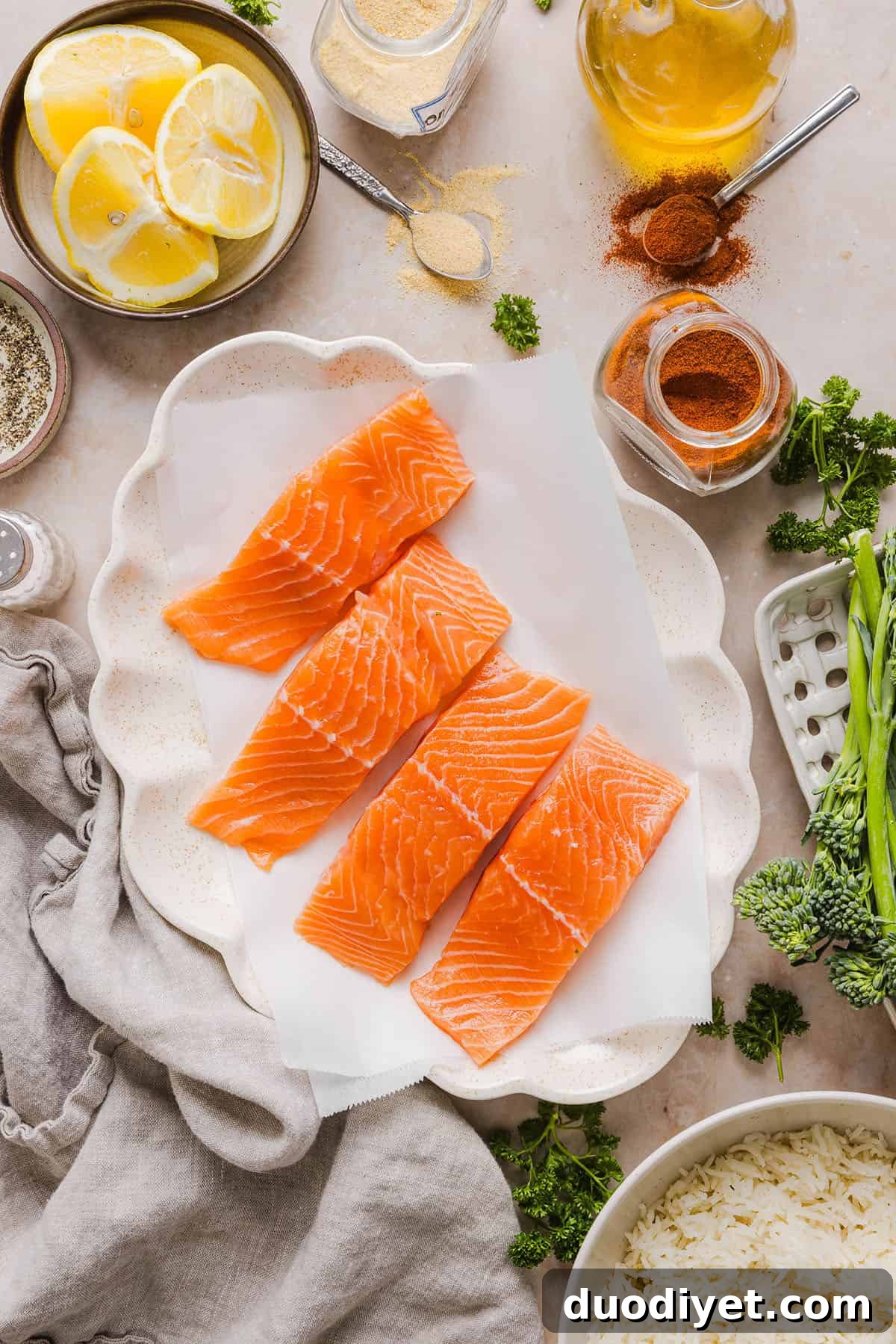 Air Fryer Salmon: Crispy Lemon Garlic Recipe 3 Easy Air Fryer Salmon that turns out perfectly flaky every time in under 10 minutes! Seasoned with a blend of spices for a delicious, healthy meal great for busy weeknights or when you need to meal prep.