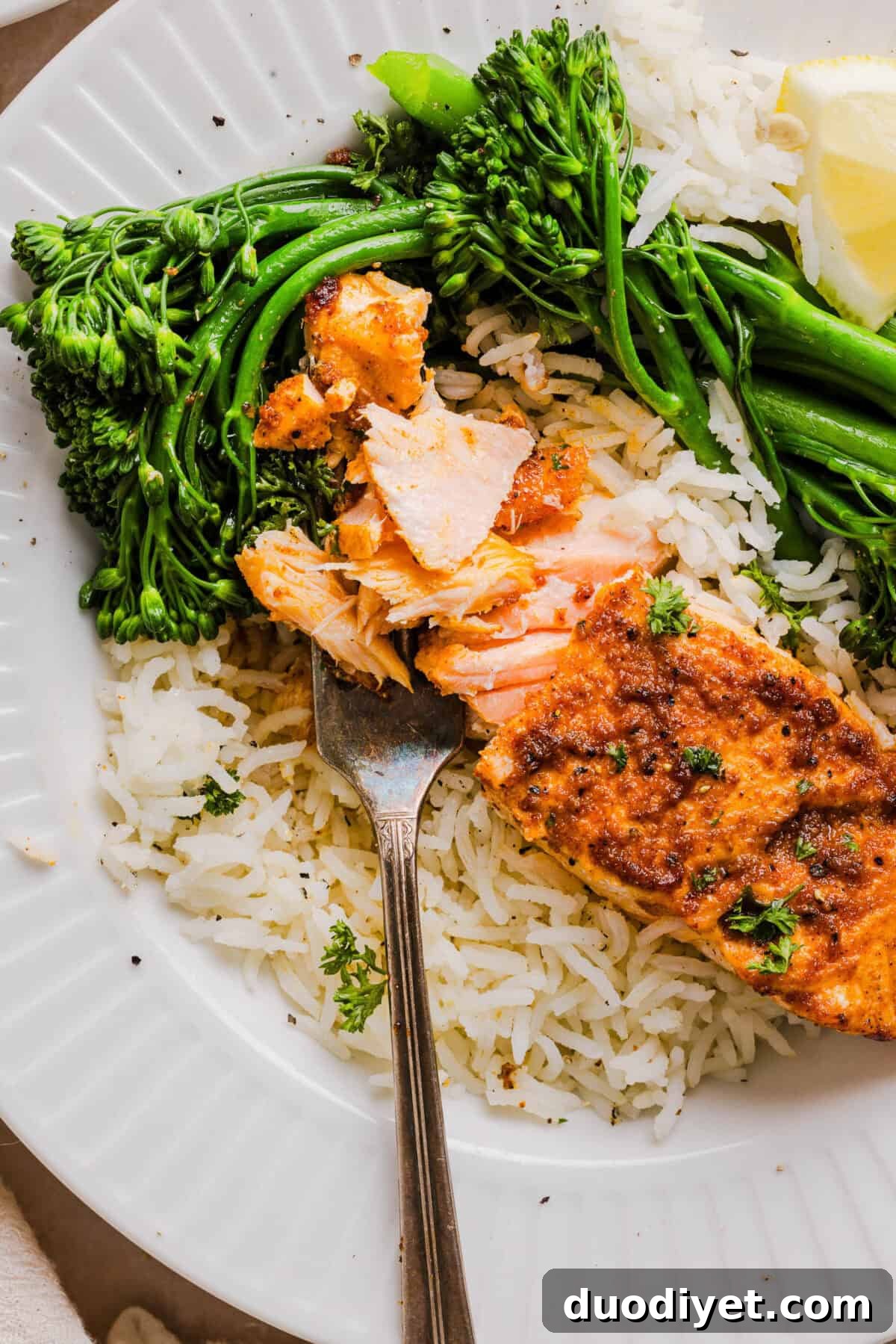 Air Fryer Salmon: Crispy Lemon Garlic Recipe 7 Easy Air Fryer Salmon that turns out perfectly flaky every time in under 10 minutes! Seasoned with a blend of spices for a delicious, healthy meal great for busy weeknights or when you need to meal prep.