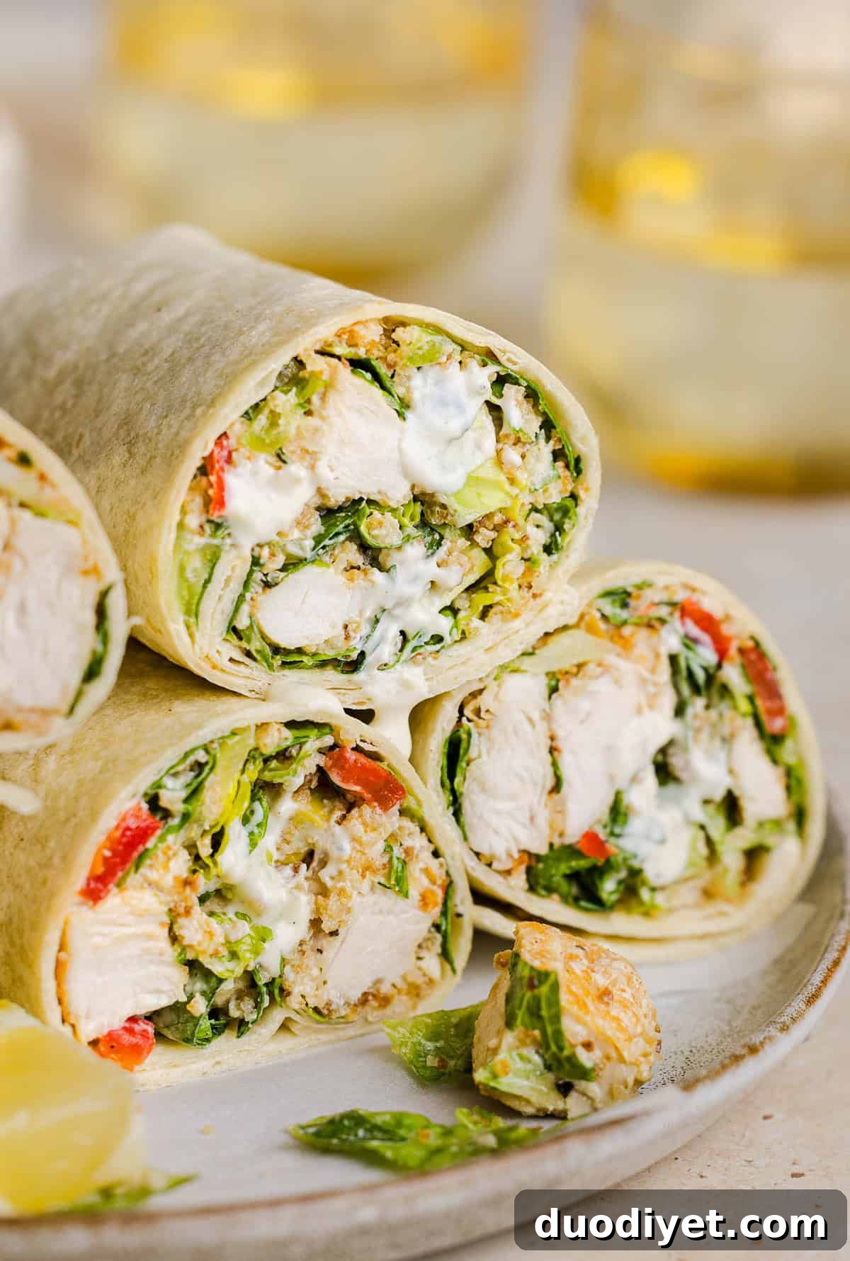 Sliced Chicken Caesar Wrap with panko