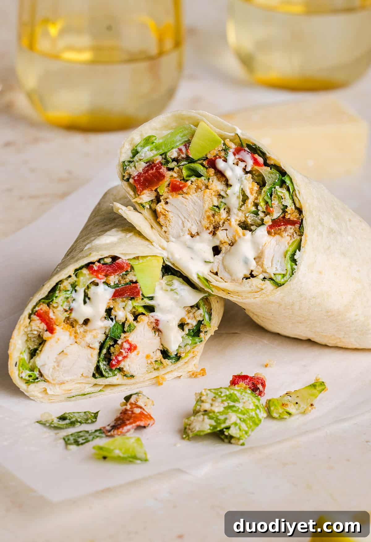 Served Chicken Caesar Wrap on plate