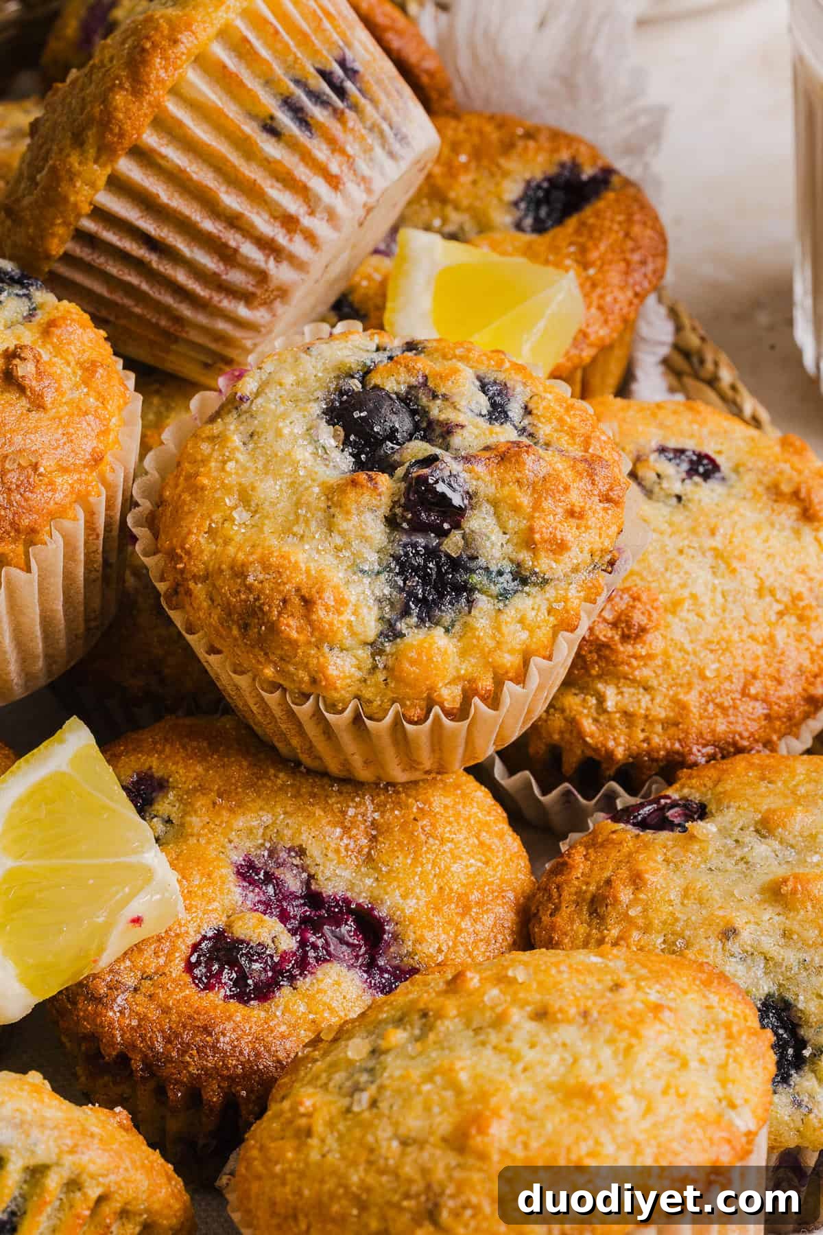 These Lemon Blueberry Yogurt Muffins are soft, moist and bursting with fresh lemon flavor and juicy blueberries! Made with Greek yogurt and wholesome ingredients, they are perfect for breakfast, snacks or meal prep.
