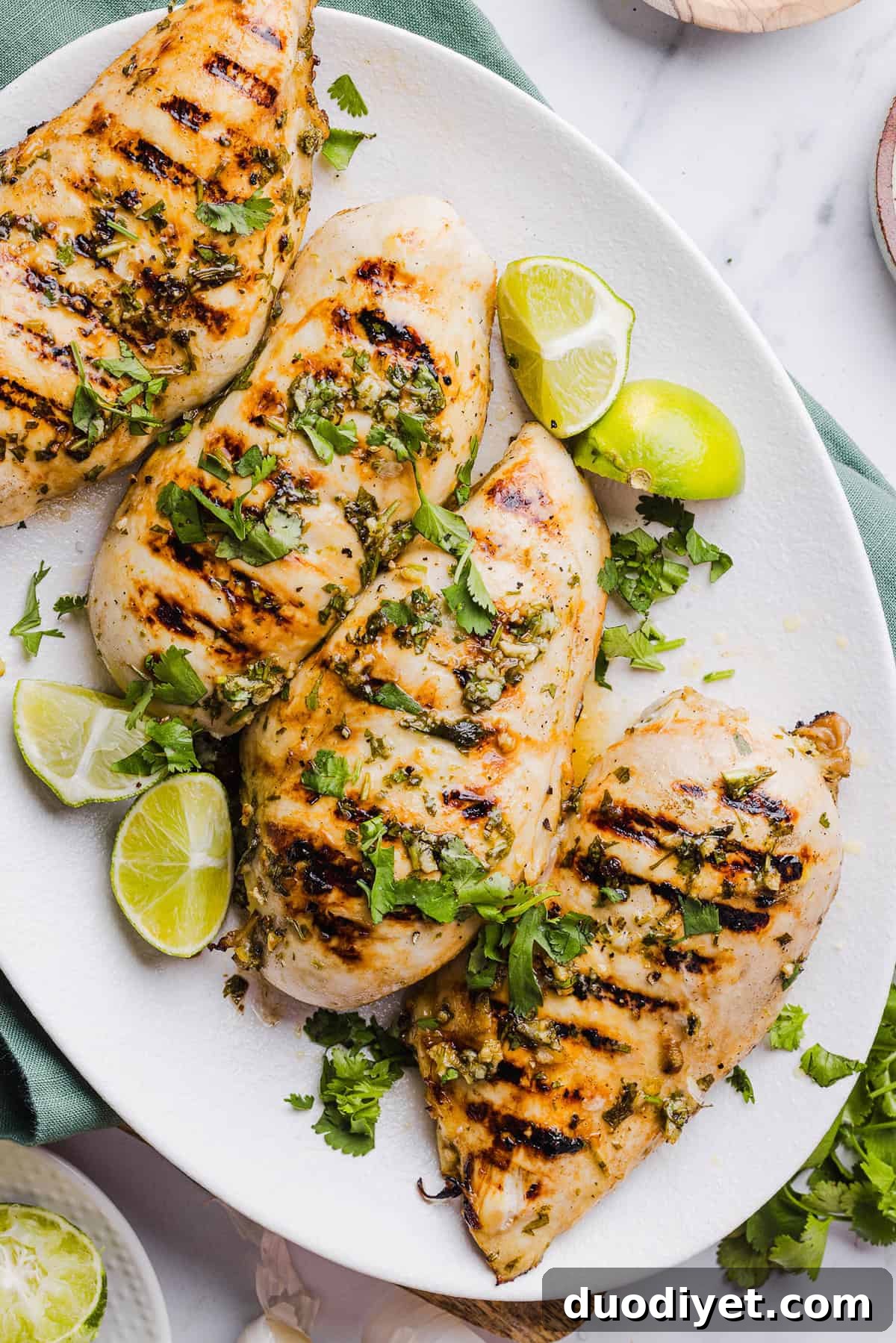 This Cilantro Lime Grilled Chicken Recipe is packed with so much zesty flavor and easily made with just a few simple ingredients! A delicious, healthy meal you can serve in tacos, on salads or over rice.