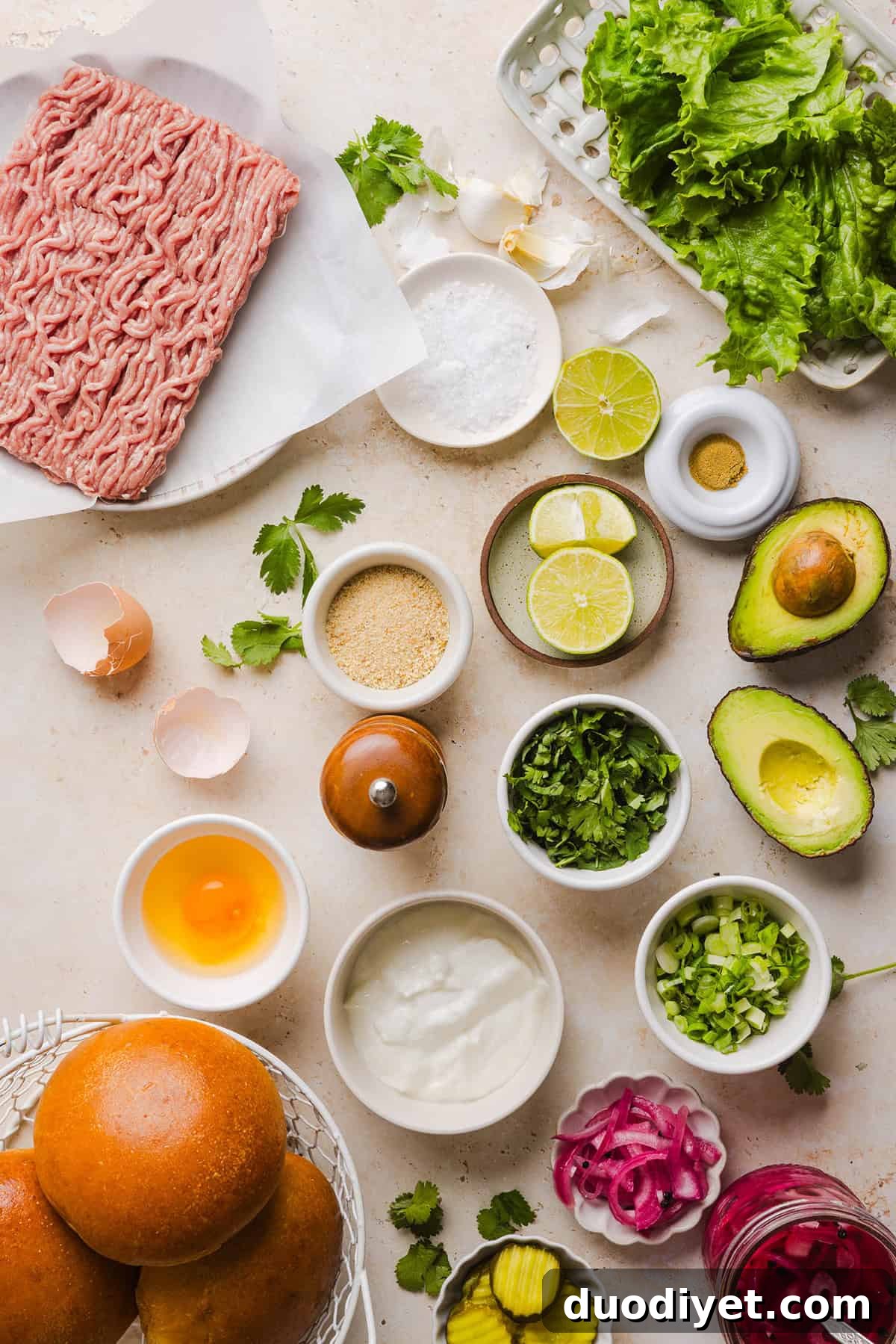 Closeup of a Cilantro Lime Chicken Burger with avocado cilantro sauce