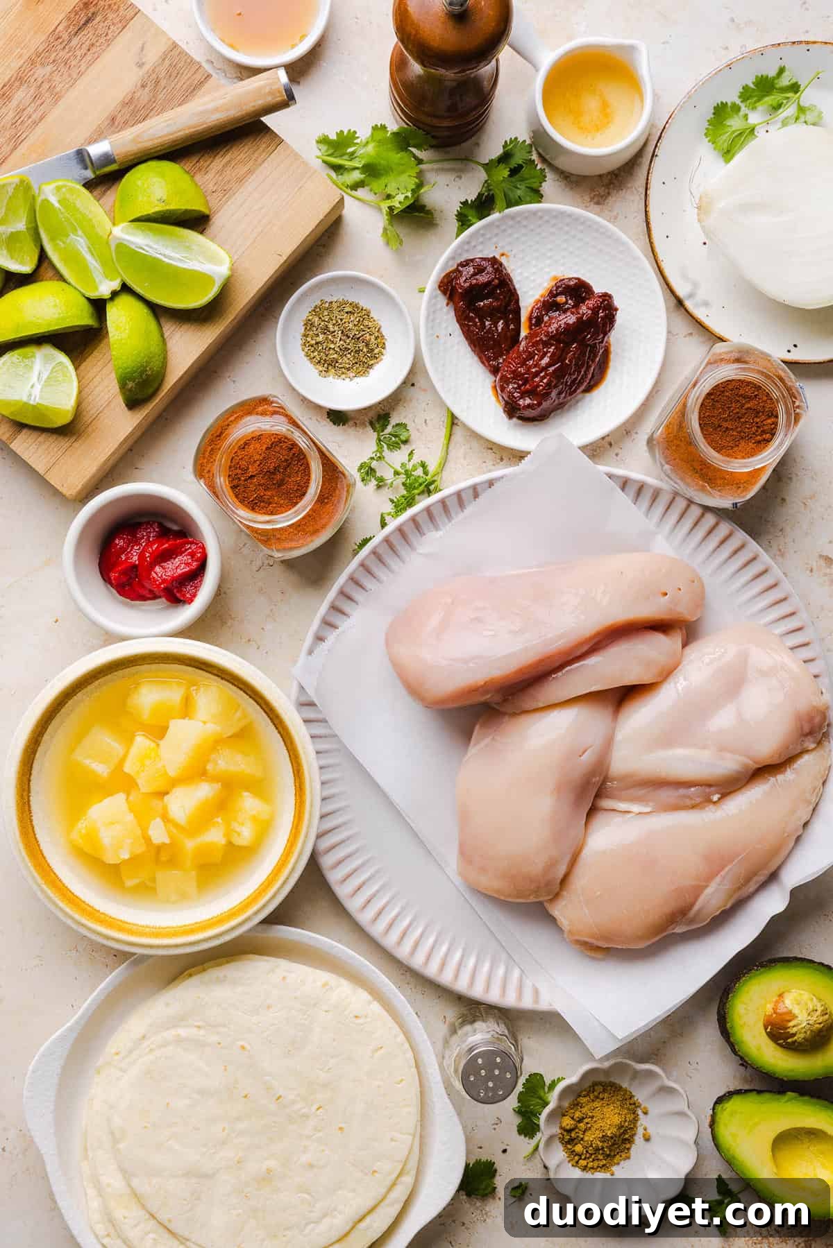 These Crock Pot Chicken Al Pastor Tacos are sweet, smoky, and incredibly flavorful! An easy slow cooker dinner made with juicy shredded chicken, fresh pineapple, chipotle peppers, and warm spices for a healthy, protein-packed dinner.
