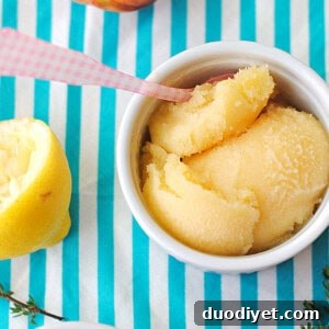 Peach and thyme sorbet
