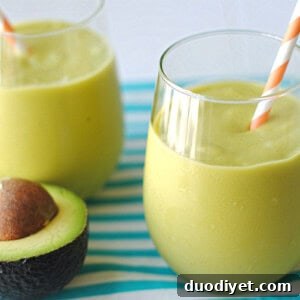 Mango avocado smoothie in bowl