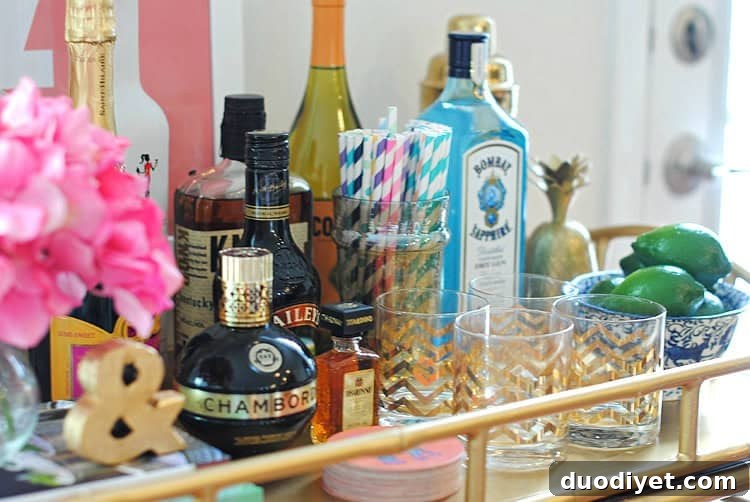 Close-up of chevron glasses and gold details