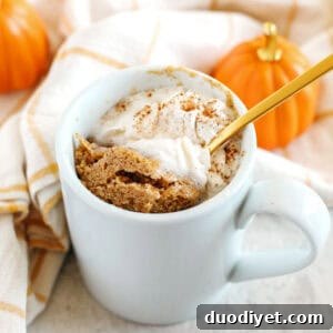 Final Pumpkin Spice Mug Cake ready to eat