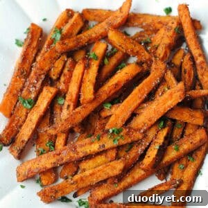 Sweet potato fries plated