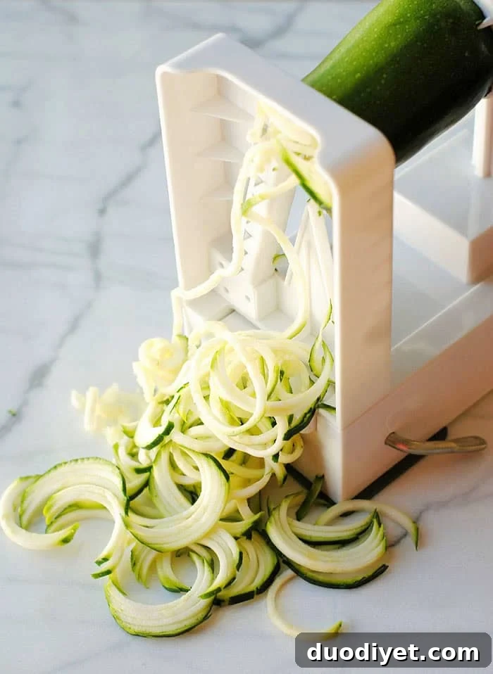 Making zucchini noodles with a spiralizer