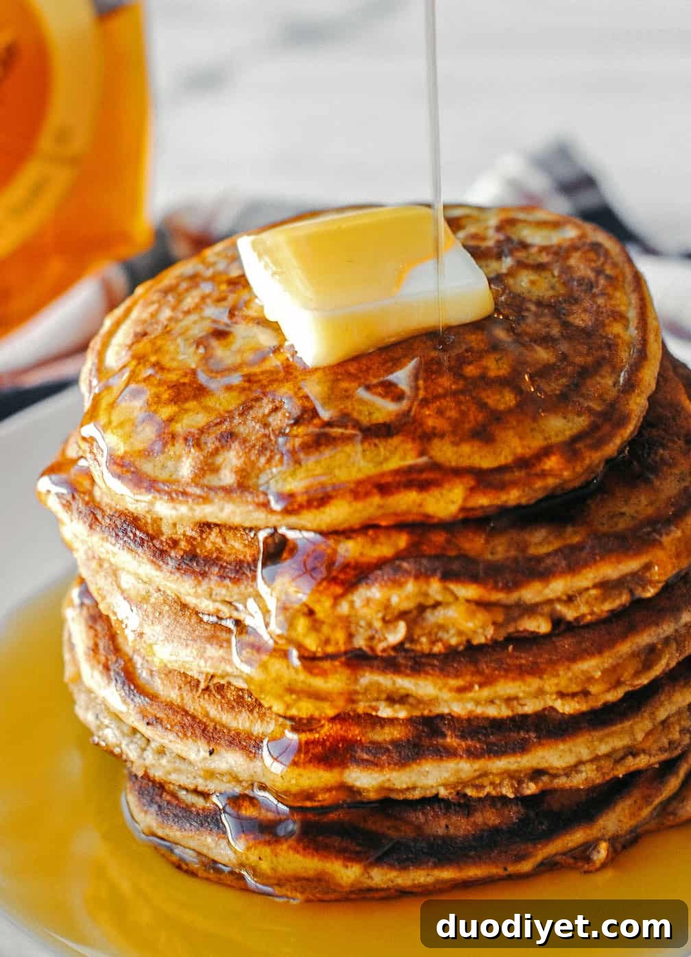 Autumn Harvest Pancakes with Oats, Apples and Cinnamon 2 Stack of Healthy Harvest Pancakes
