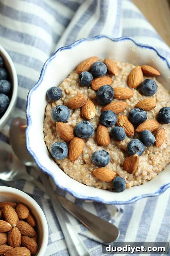 Vanilla Almond Oatmeal with Blueberries