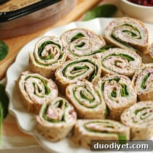 Plated turkey pinwheels