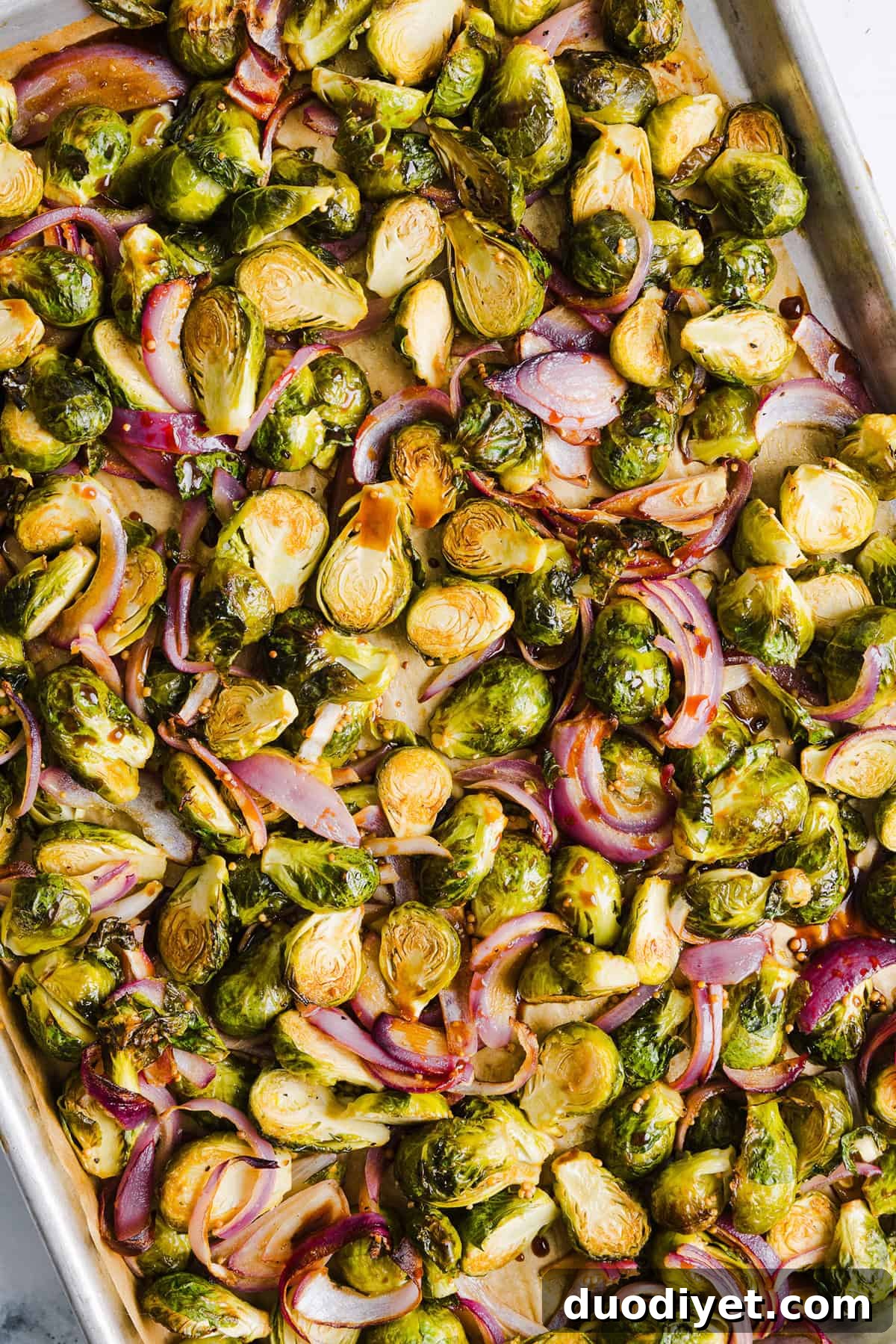 Balsamic Roasted Brussels Sprouts with honey balsamic glaze