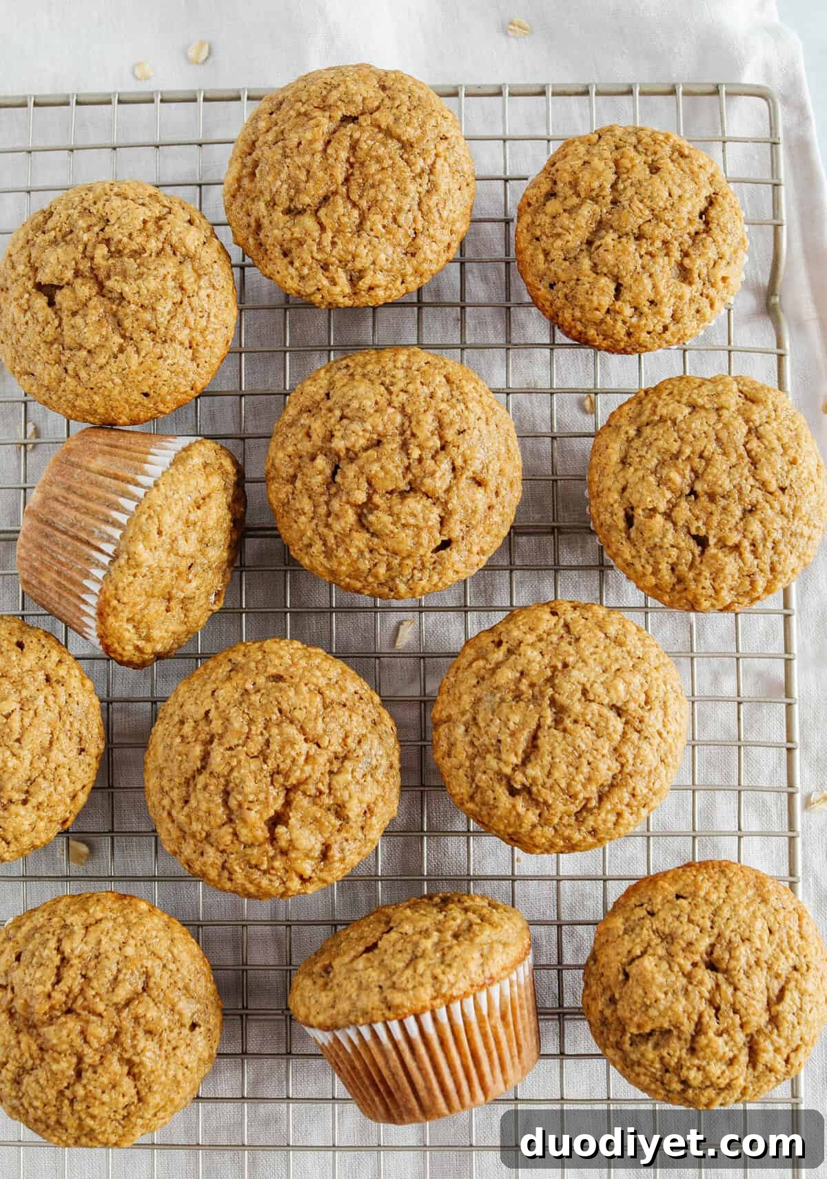 These Healthy Banana Bran Muffins are moist, fluffy, and made healthier with wholesome oat bran cereal, bananas and zero butter or added sugar. Delicious quick on-the-go morning breakfast!