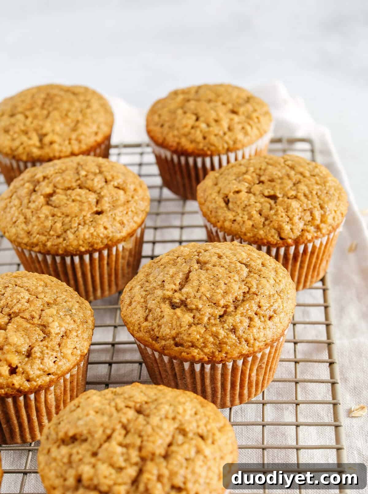 Moist Banana Bran Muffins Recipe 4 Close-up of banana bran muffins