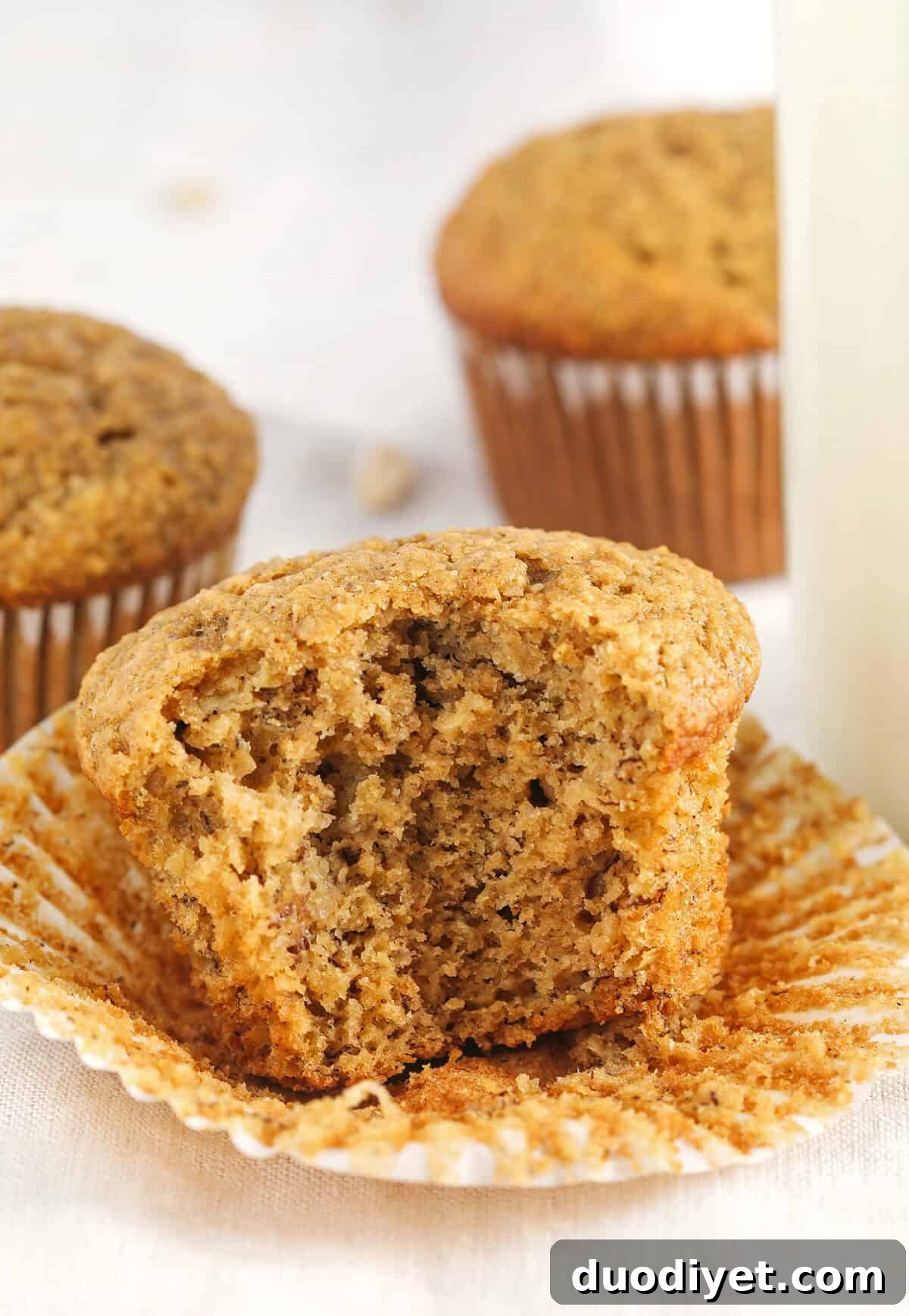 Banana bran muffins in a basket