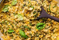One-Pan Lemon Garlic Orzo with Zucchini and Corn