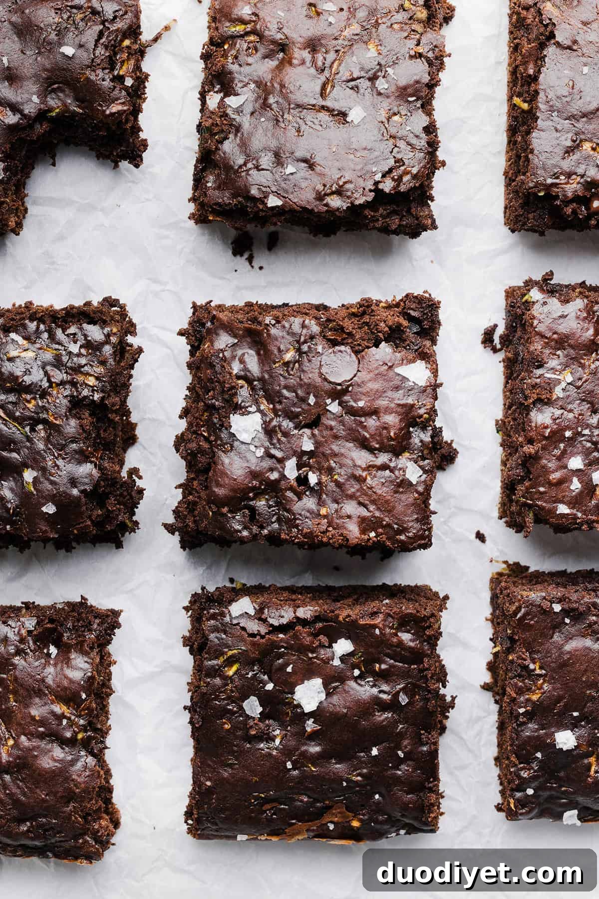 These Fudgy Zucchini Brownies are deliciously moist with a rich chocolate taste loaded with shredded zucchini and made healthier with zero butter or refined sugar!  One of our family's favorite summer desserts!
