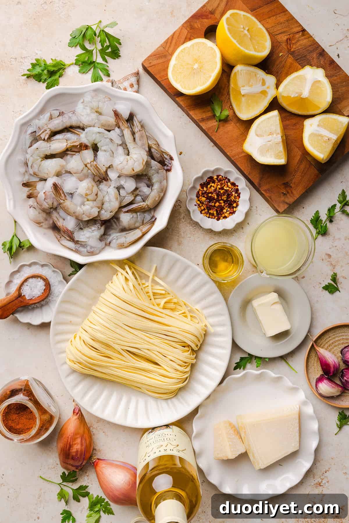 The BEST Healthy Shrimp Scampi recipe lightened up without sacrificing flavor! Juicy shrimp, garlic, lemon, white wine, and Parmesan are tossed with tender linguine in a silky, buttery sauce that’s ready in just 30 minutes.