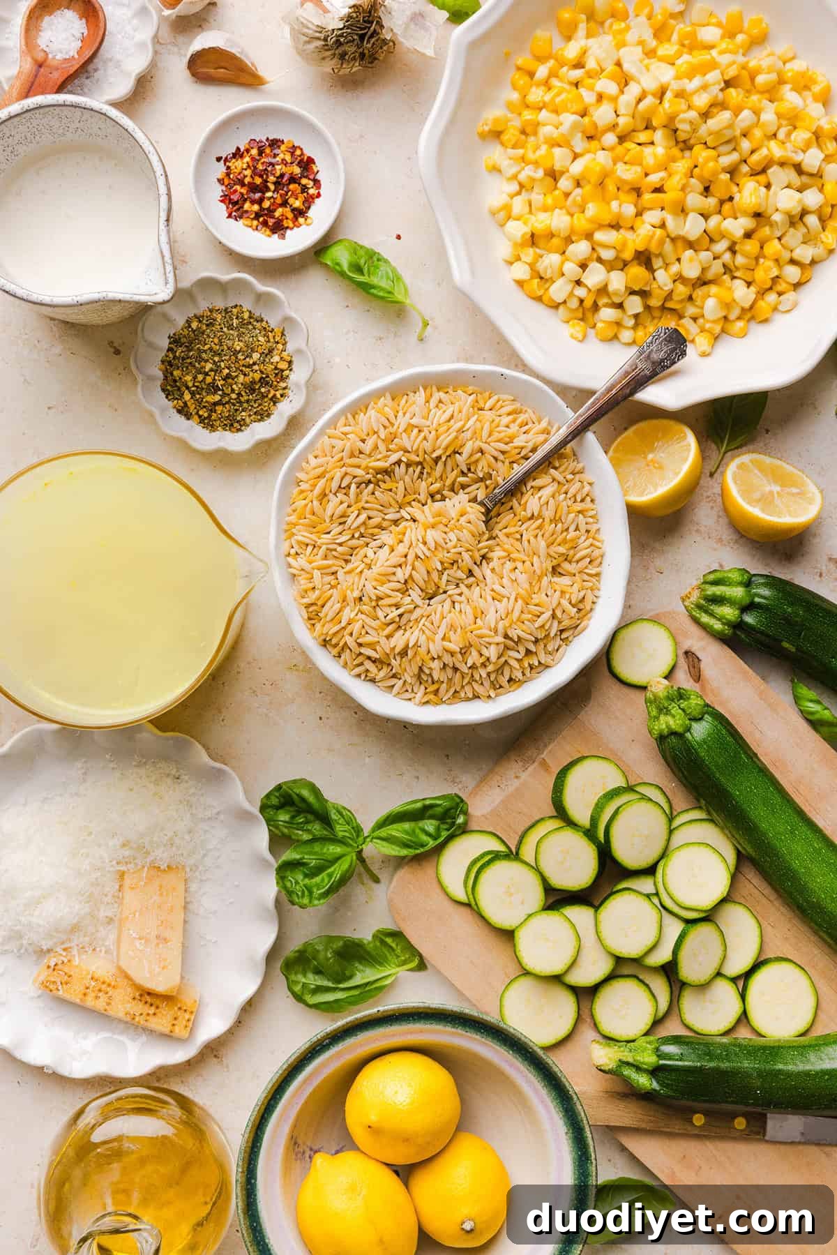 This creamy One Pan Lemon Garlic Orzo with Zucchini and Corn is fresh, flavorful and made in one skillet for an easy summer side dish or weeknight meal. Packed with fresh veggies, tender orzo, Parmesan, herbs and bright lemon flavor!